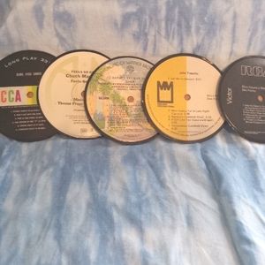 Handmade vinyl record coasters